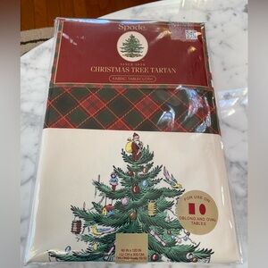 Spode 60 x 120 Christmas Tree Tartan Red and Green Fabric Tablecloth